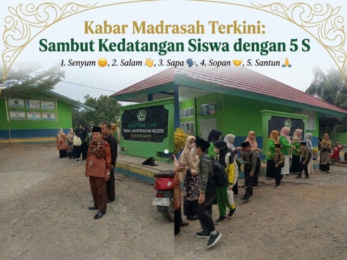 Ketua TPM Turun Lansung Sambut Siswa Dengan 5 S Bersama Mahasiswa PPL Ketua TPM Turun Lansung Sambut Siswa Dengan 5 S Bersama Mahasiswa PPL