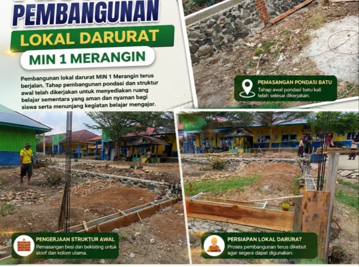 Progres  Pembangunan Lokal  Darurat MIN 1 Merangin Masuki Tahap COR Selop Pondasi