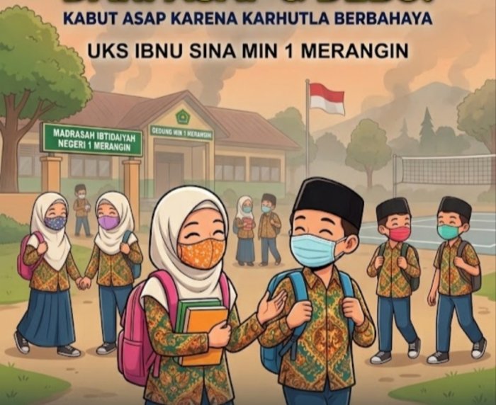 UKS Ibnu Sina Himbau Siswa MIN 1 Merangin Anjurkan Pakai Masker Hadapi Kabut Asap UKS Ibnu Sina Himbau Siswa MIN 1 Merangin Anjurkan Pakai Masker Hadapi Kabut Asap