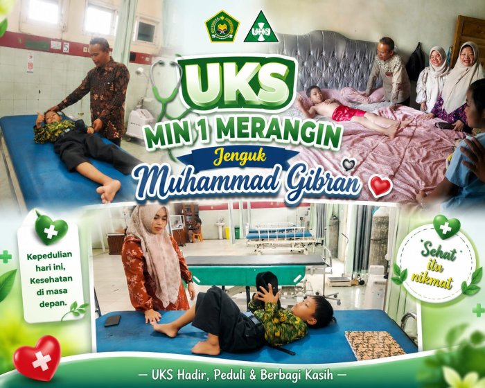 UKS MIN 1 Merangin Jenguk Ananda Muhammad Gibran, Beri Semangat Cepat Pulih.