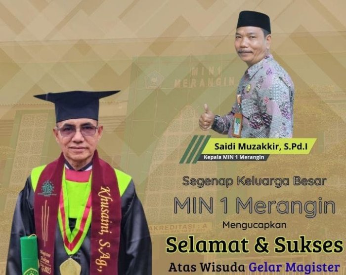 Keluarga Besar MIN 1 Merangin Mengucapkan Selamat atas Gelar Magister Yang di raih Kepala Kemenag Merangin.