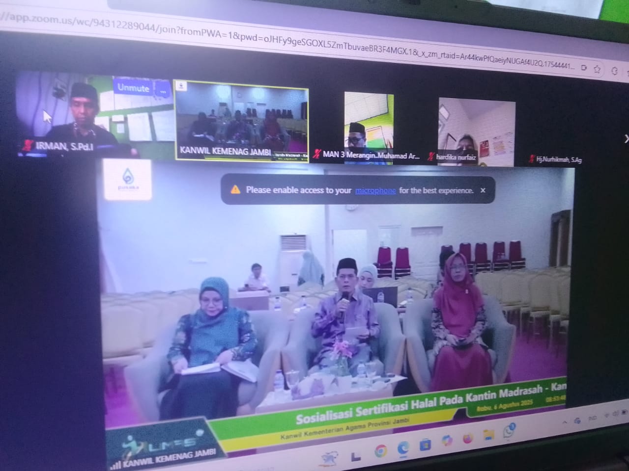 Korbid Sapras dan Humas Minsamer Ikuti Zoom Sosialisasi Kantin Halal Madrasah.